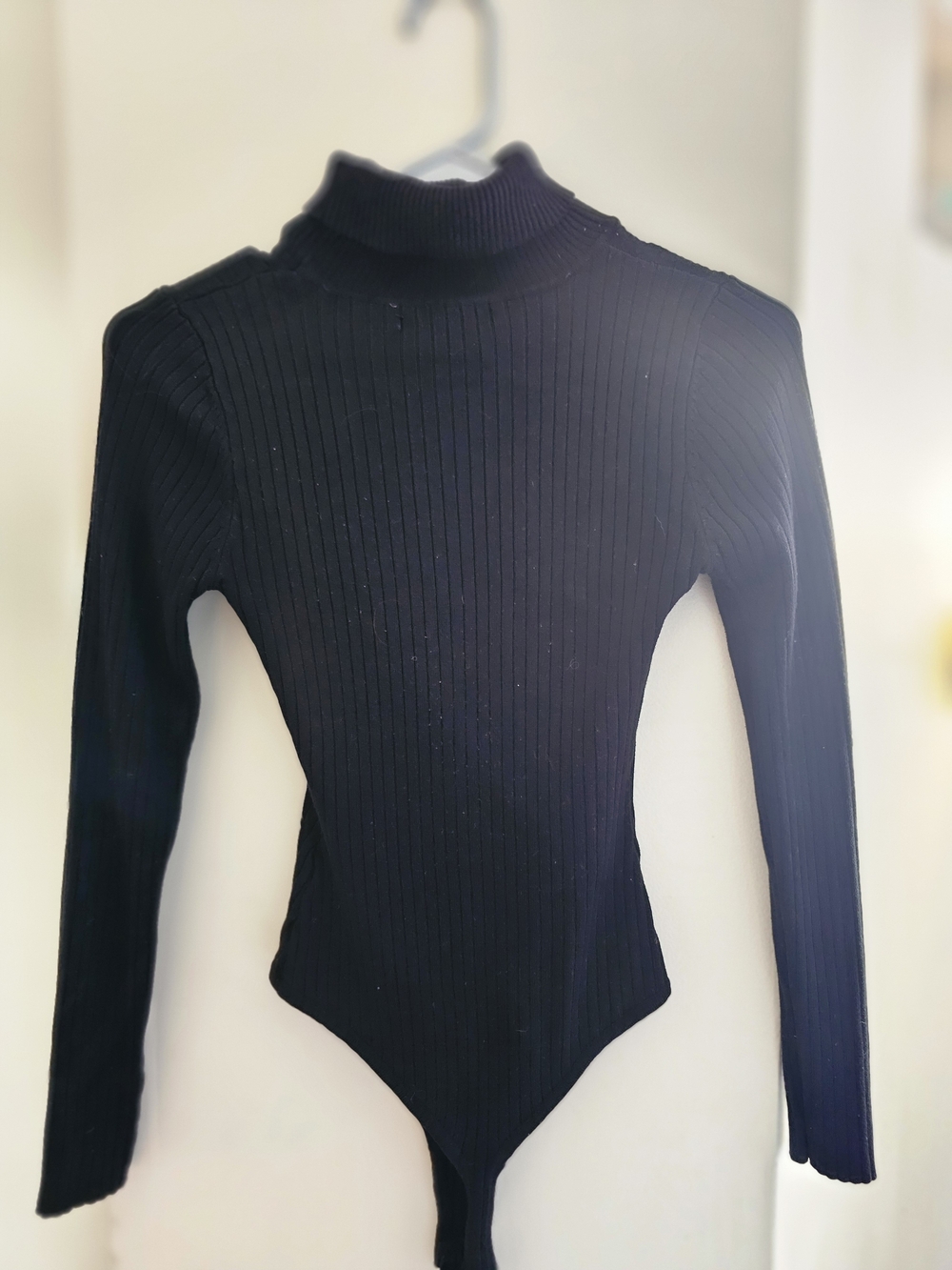 Love Tree Black Ribbed Mock Neck Long Sleeve Bodysuit